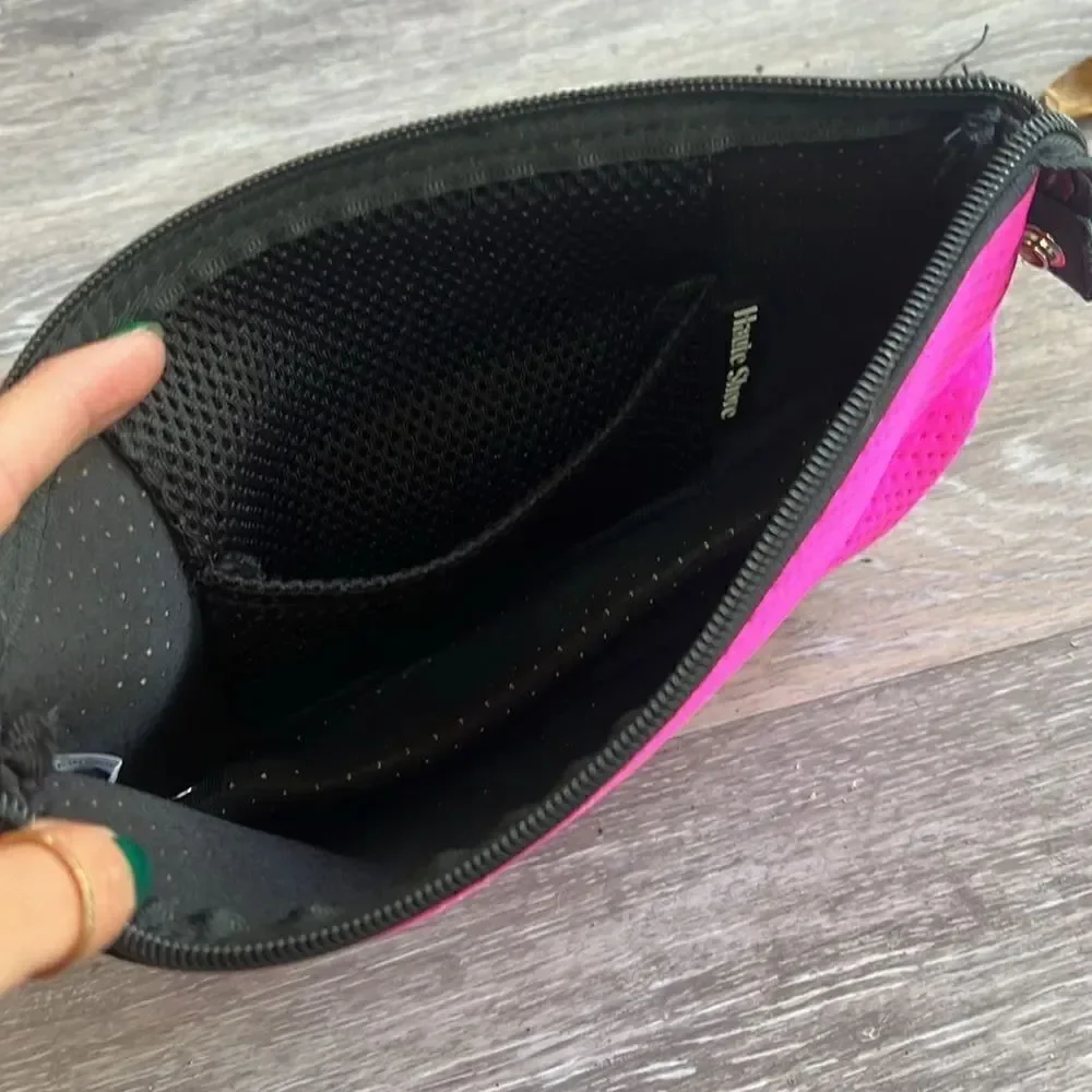 Hot Pink Neoprene Cosmetic Case with Skull Logo - Cosmetic Case - NEW  NWT